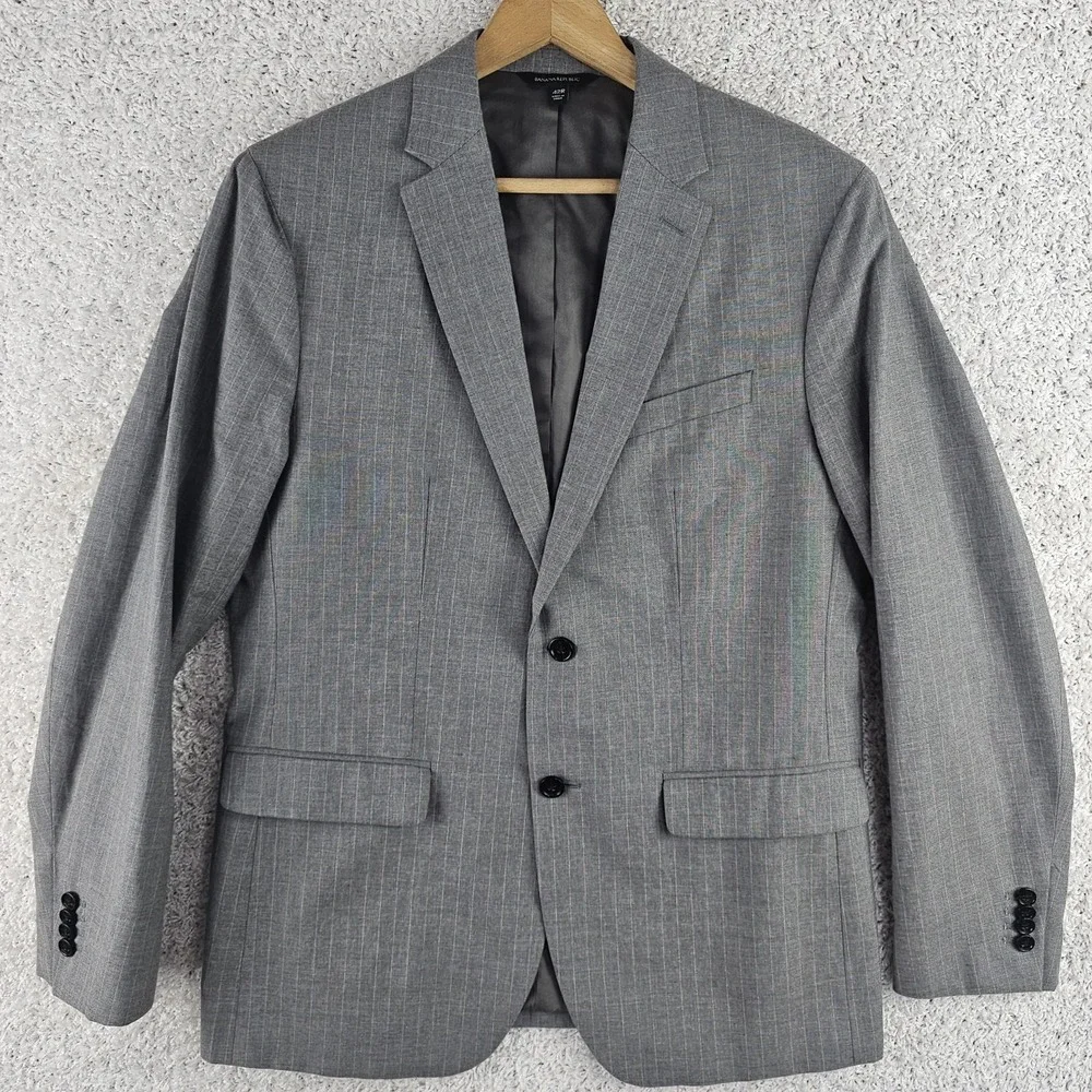 Banana Republic Slim Fit Italian Yarn Cotton Gray Pin Stripe Blazer Men's 42R